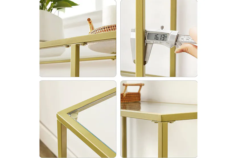 Vasagle 3 Tier Glass Console Sofa Table | Gold Vasagle 3 Tier Glass Console Sofa Table | Gold