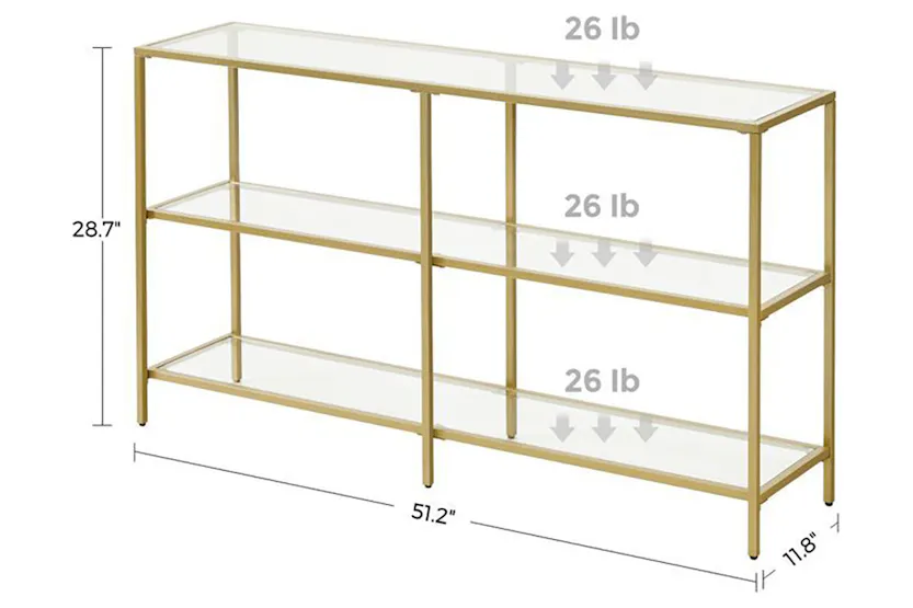 Vasagle 3 Tier Glass Console Sofa Table | Gold Vasagle 3 Tier Glass Console Sofa Table | Gold