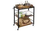 Vasagle Kitchen Serving Cart with Removable Tray | Rustic Brown Vasagle Kitchen Serving Cart with Removable Tray | Rustic Brown