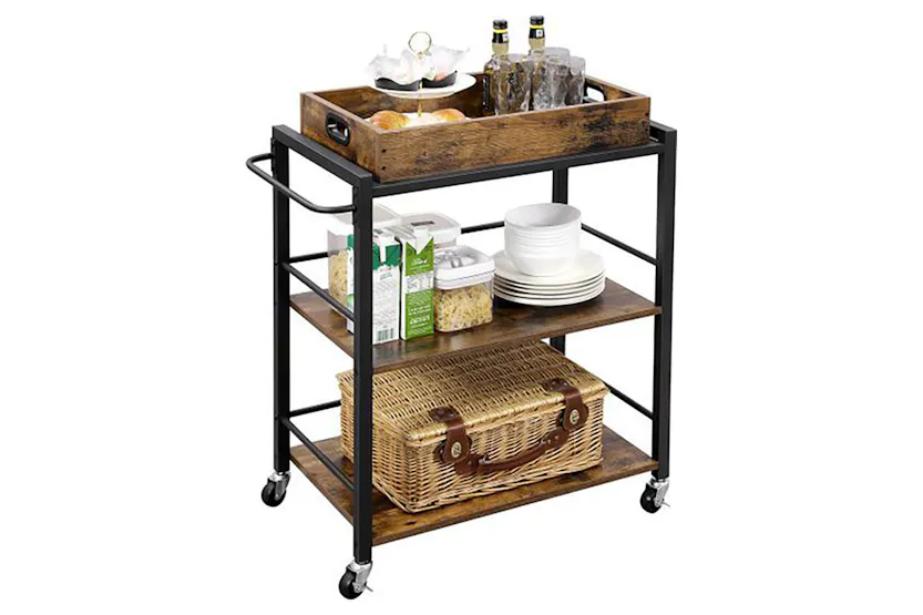 Vasagle Kitchen Serving Cart with Removable Tray | Rustic Brown Vasagle Kitchen Serving Cart with Removable Tray | Rustic Brown