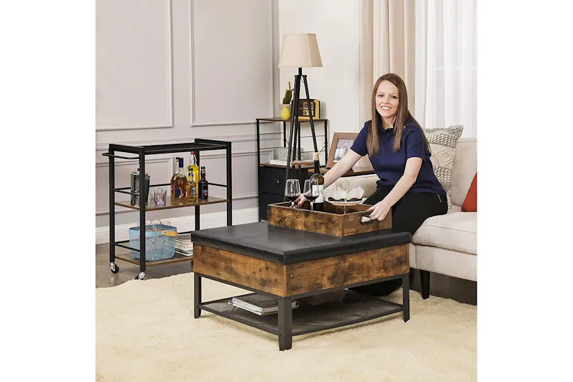 Vasagle Kitchen Serving Cart with Removable Tray | Rustic Brown Vasagle Kitchen Serving Cart with Removable Tray | Rustic Brown