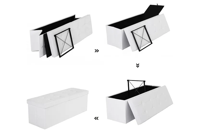 Songmics Flipping Lid Storage Ottoman | White Songmics Flipping Lid Storage Ottoman | White