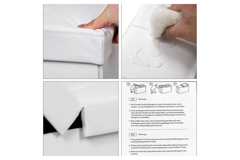 Songmics Flipping Lid Storage Ottoman | White Songmics Flipping Lid Storage Ottoman | White