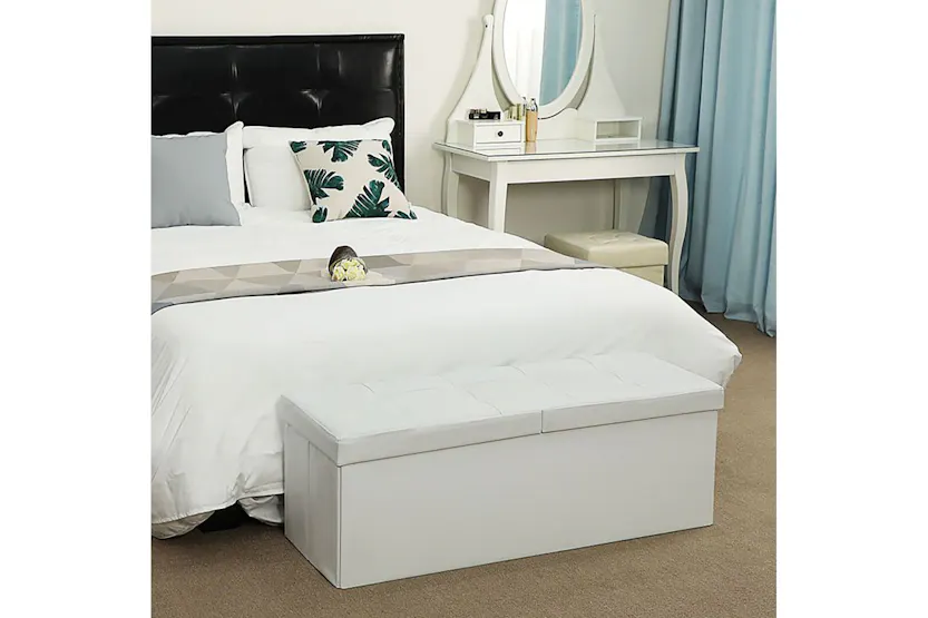Songmics Flipping Lid Storage Ottoman | White Songmics Flipping Lid Storage Ottoman | White
