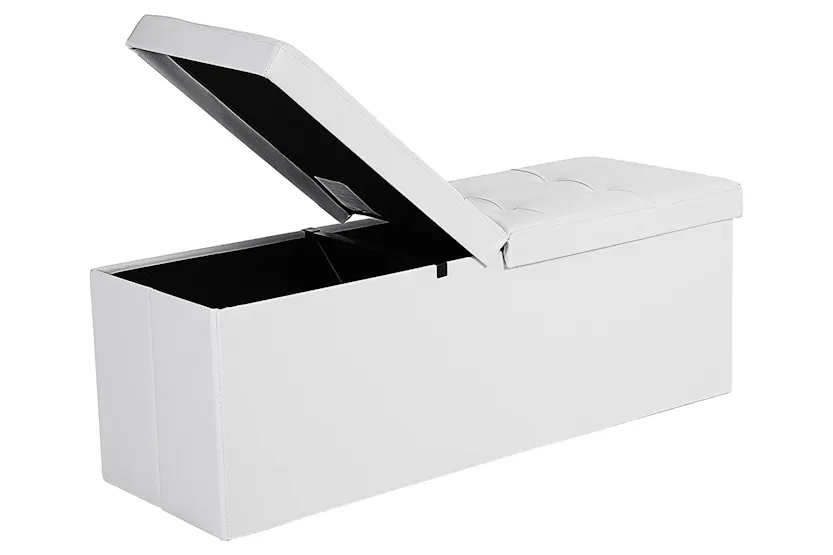 Songmics Flipping Lid Storage Ottoman | White Songmics Flipping Lid Storage Ottoman | White