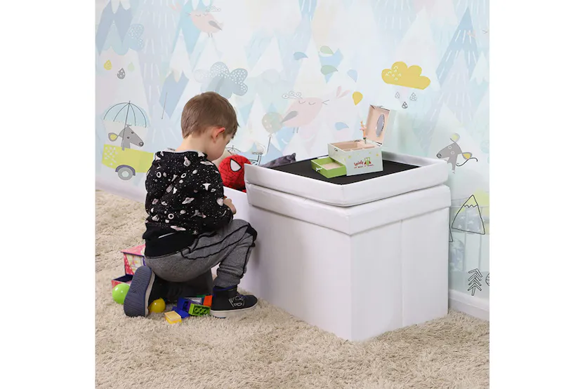 Songmics Flipping Lid Storage Ottoman | White Songmics Flipping Lid Storage Ottoman | White