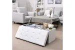 Songmics Flipping Lid Storage Ottoman | White Songmics Flipping Lid Storage Ottoman | White