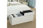 Songmics Flipping Lid Storage Ottoman | White Songmics Flipping Lid Storage Ottoman | White