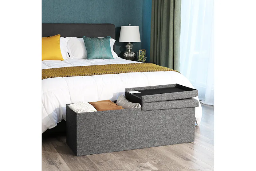 Songmics Folding Storage Ottoman Bench | Dark Gray Songmics Folding Storage Ottoman Bench | Dark Gray
