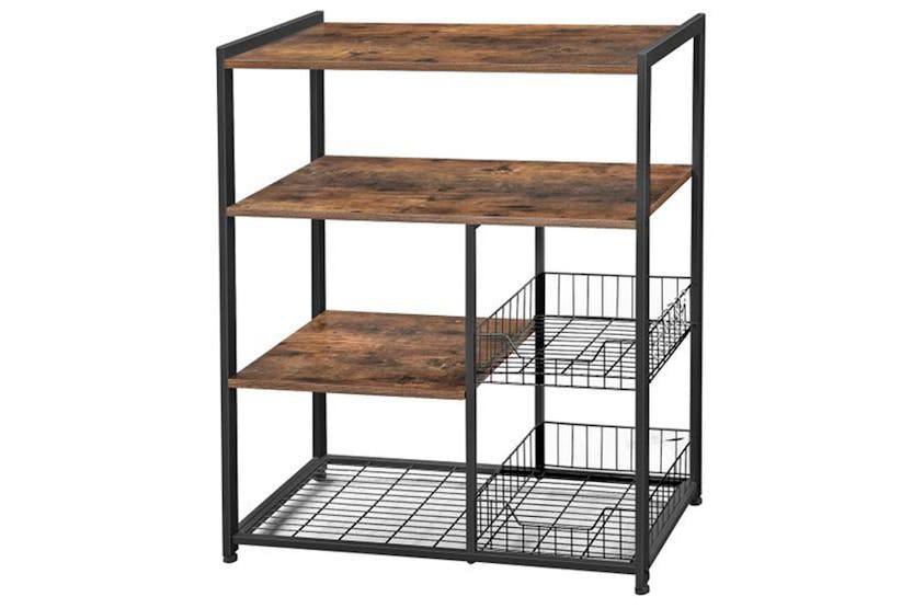 Vasagle Mesh Baskets Kitchen Shelf | Rustic Brown & Matte Black Vasagle Mesh Baskets Kitchen Shelf | Rustic Brown & Matte Black