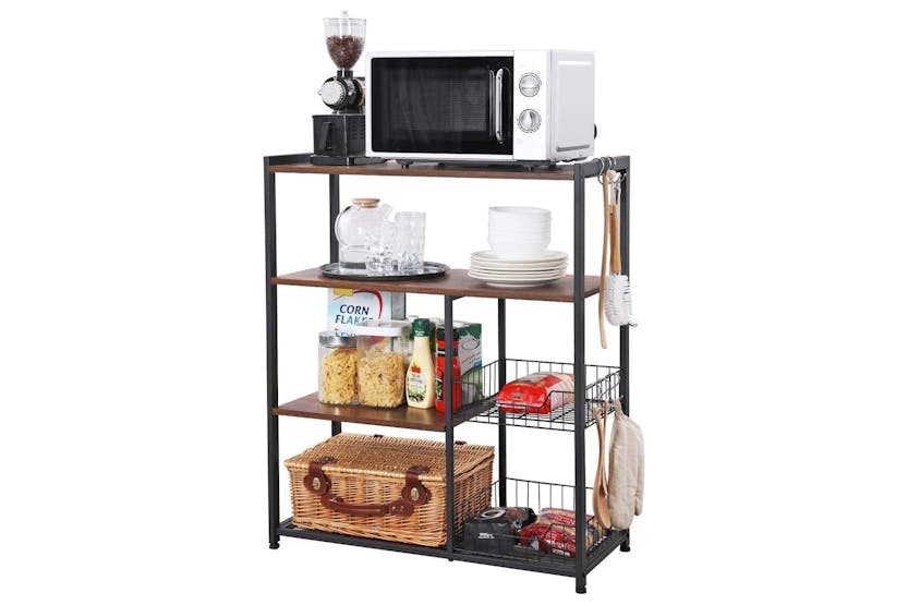 Vasagle Mesh Baskets Kitchen Shelf | Rustic Brown & Matte Black Vasagle Mesh Baskets Kitchen Shelf | Rustic Brown & Matte Black