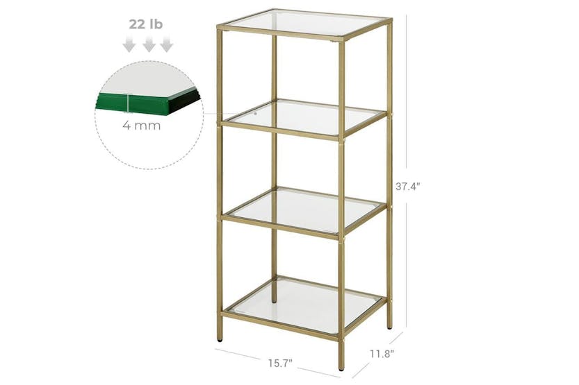 Vasagle Tempered Glass Storage Rack | Golden Vasagle Tempered Glass Storage Rack | Golden