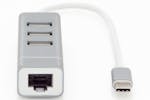 Digitus USB-C 3 Port Hub + Fast Ethernet LAN Adapter | 0.2m