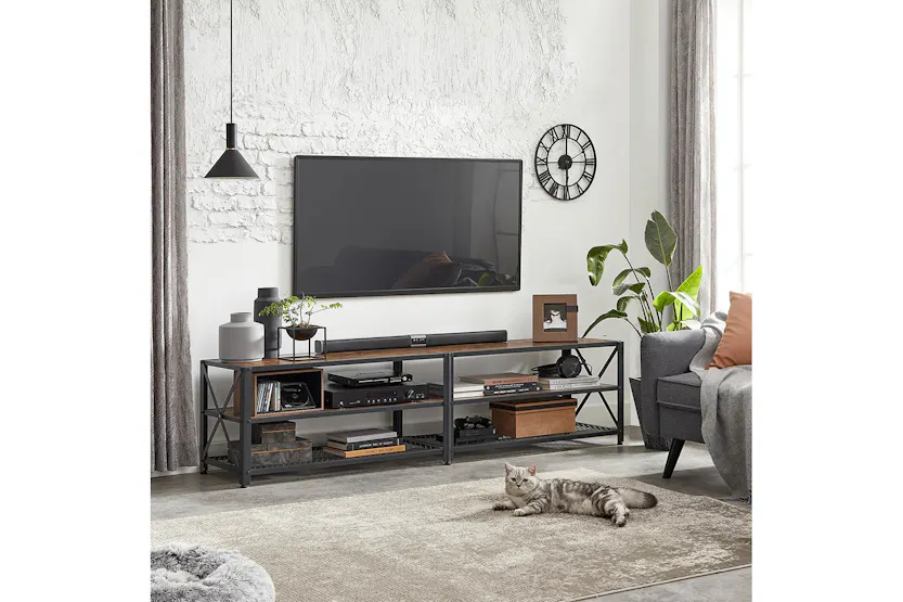 Vasagle Industrial Large TV Console Entertainment Center | Rustic Brown & Black Vasagle Industrial Large TV Console Entertainment Center | Rustic Brown & Black