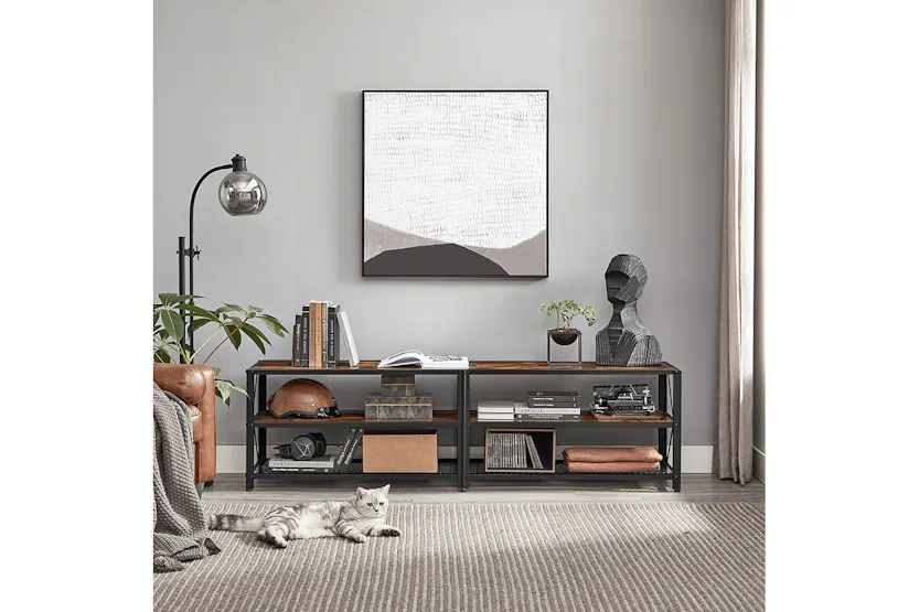 Vasagle Industrial Large TV Console Entertainment Center | Rustic Brown & Black Vasagle Industrial Large TV Console Entertainment Center | Rustic Brown & Black