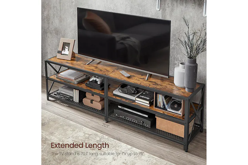 Vasagle Industrial Large TV Console Entertainment Center | Rustic Brown & Black Vasagle Industrial Large TV Console Entertainment Center | Rustic Brown & Black