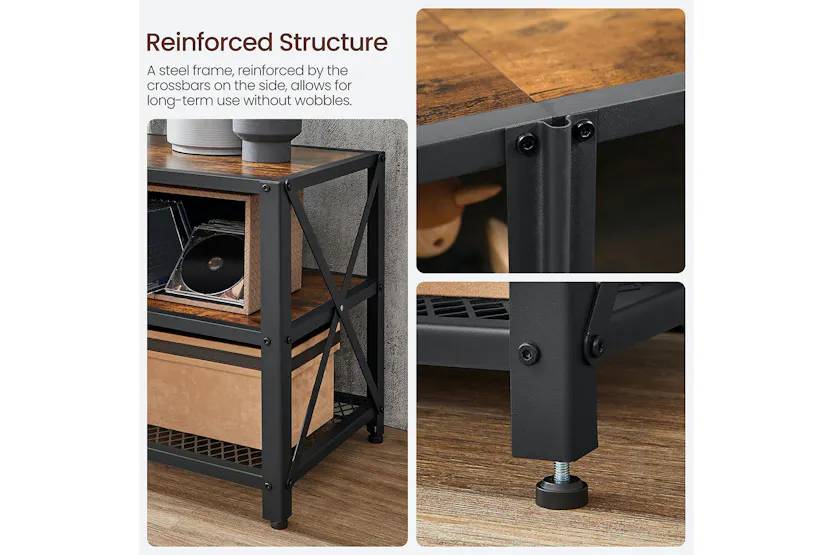 Vasagle Industrial Large TV Console Entertainment Center | Rustic Brown & Black Vasagle Industrial Large TV Console Entertainment Center | Rustic Brown & Black
