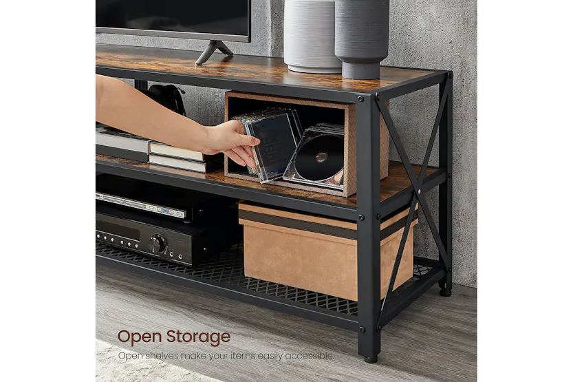 Vasagle Industrial Large TV Console Entertainment Center | Rustic Brown & Black Vasagle Industrial Large TV Console Entertainment Center | Rustic Brown & Black