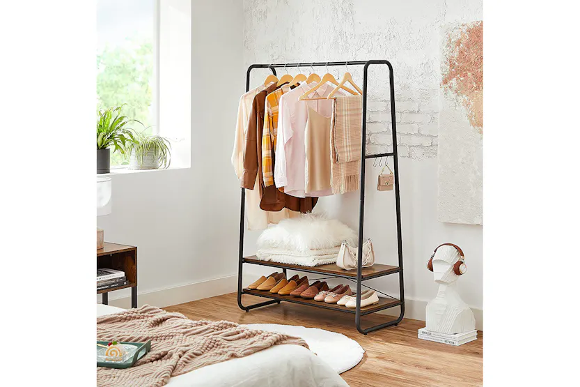 Vasagle Industrial Clothes Rack with Shelves | Rustic Brown & Black Vasagle Industrial Clothes Rack with Shelves | Rustic Brown & Black