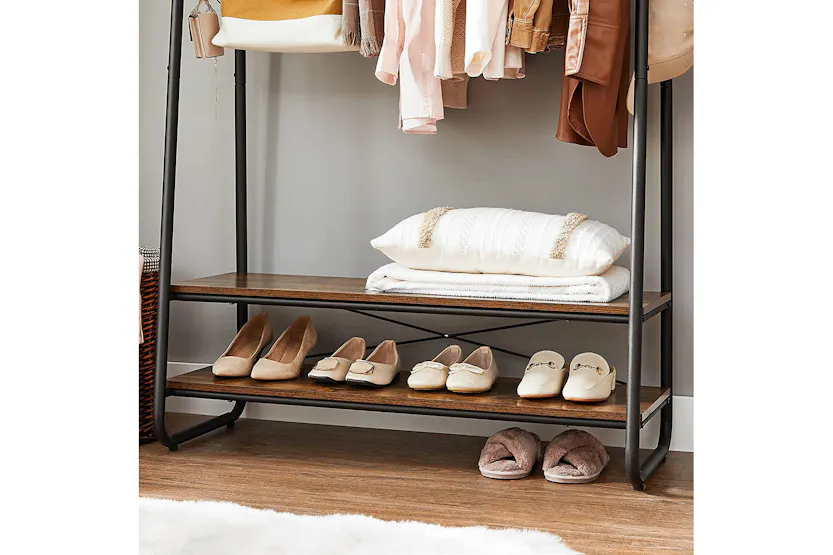 Vasagle Industrial Clothes Rack with Shelves | Rustic Brown & Black Vasagle Industrial Clothes Rack with Shelves | Rustic Brown & Black
