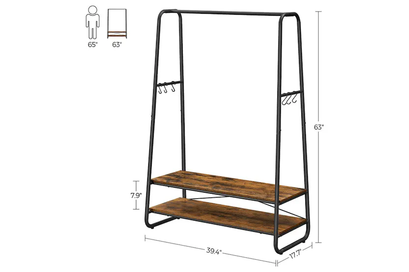 Vasagle Industrial Clothes Rack with Shelves | Rustic Brown & Black Vasagle Industrial Clothes Rack with Shelves | Rustic Brown & Black
