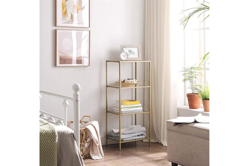 Vasagle Tempered Glass Storage Rack | Golden Vasagle Tempered Glass Storage Rack | Golden