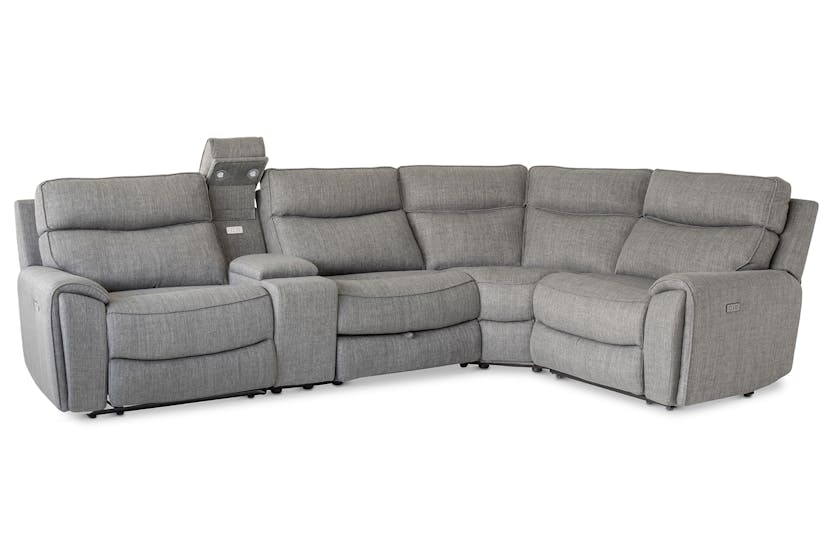 Mila Corner Sofa with Console | Power Recliner | Medium | Grey Mila Corner Sofa with Console | Power Recliner | Medium | Grey