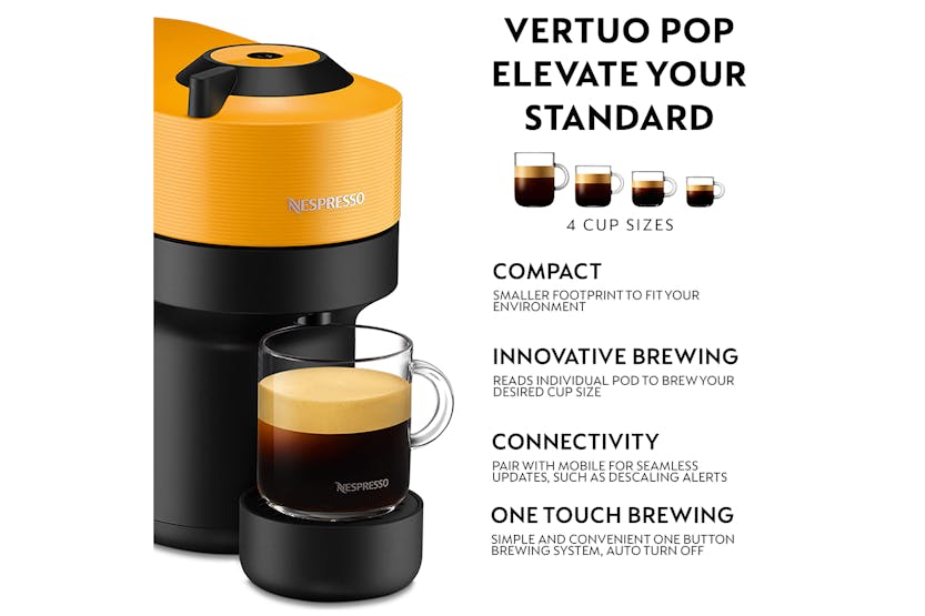 Nespresso Vertuo Pop 11735 Coffee Machine by Magimix | Mango Yellow