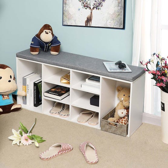 Vasagle Shoe Bench Storage Cabinet With Cushion | White Vasagle Shoe Bench Storage Cabinet With Cushion | White