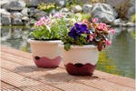 Plastia Mareta Flower Pot | Beige & Wine Red | 30cm Plastia Mareta Flower Pot | Beige & Wine Red | 30cm