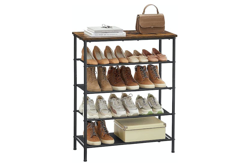 Vasagle Shoe Storage Rack With 4 Fabric Shelves | Rustic Brown & Black Vasagle Shoe Storage Rack With 4 Fabric Shelves | Rustic Brown & Black