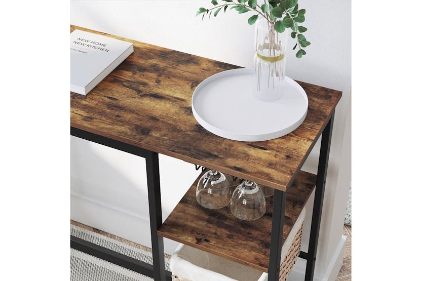 Vasagle Glass Holder Pub Table | Rustic Brown & Black Vasagle Glass Holder Pub Table | Rustic Brown & Black