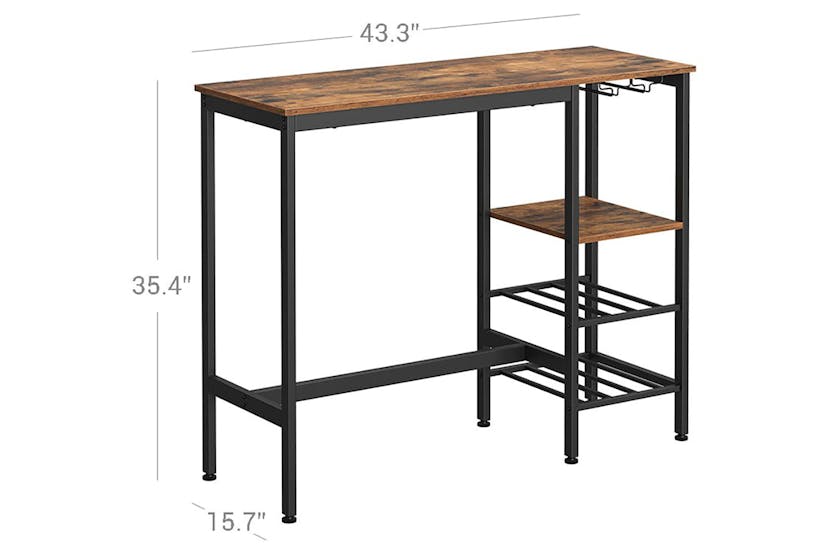 Vasagle Glass Holder Pub Table | Rustic Brown & Black Vasagle Glass Holder Pub Table | Rustic Brown & Black