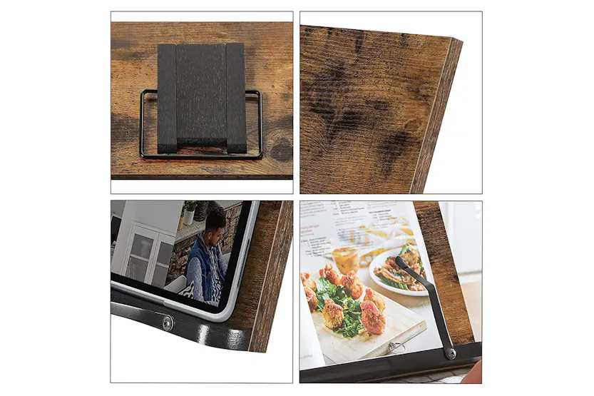 Songmics Brown Foldable Book Holder with Clips | Rustic Brown Songmics Brown Foldable Book Holder with Clips | Rustic Brown