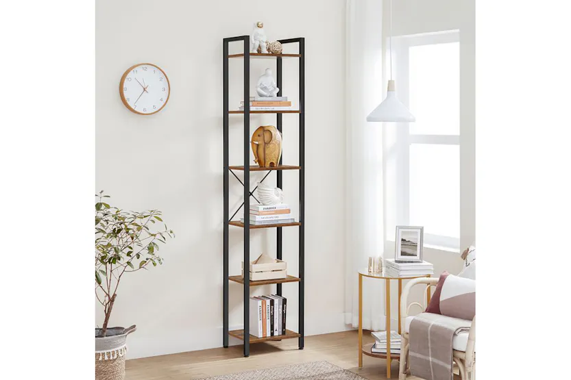 Vasagle Industrial Brown 6 Layers Storage Shelf Unit | Rustic Brown and Black Vasagle Industrial Brown 6 Layers Storage Shelf Unit | Rustic Brown and Black