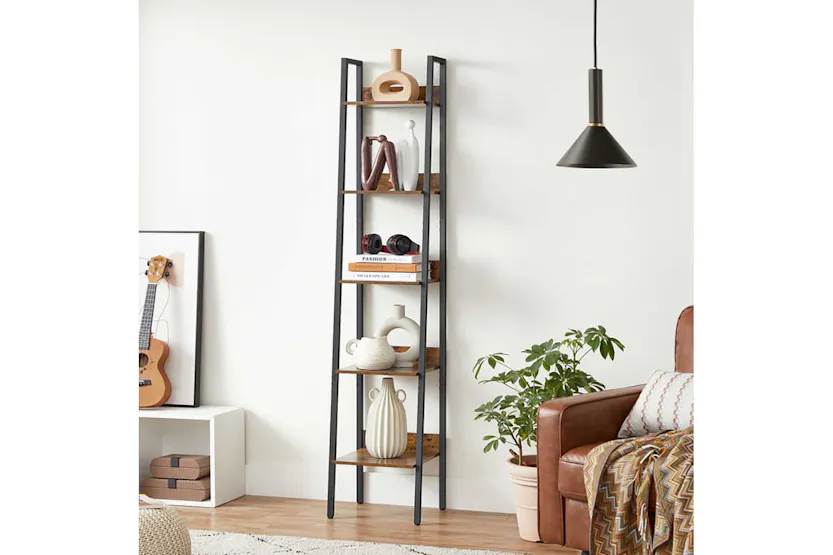 Vasagle Ladder Shelves | Narrow | 5 Shelves | Rustic Brown/Black Vasagle Ladder Shelves | Narrow | 5 Shelves | Rustic Brown/Black