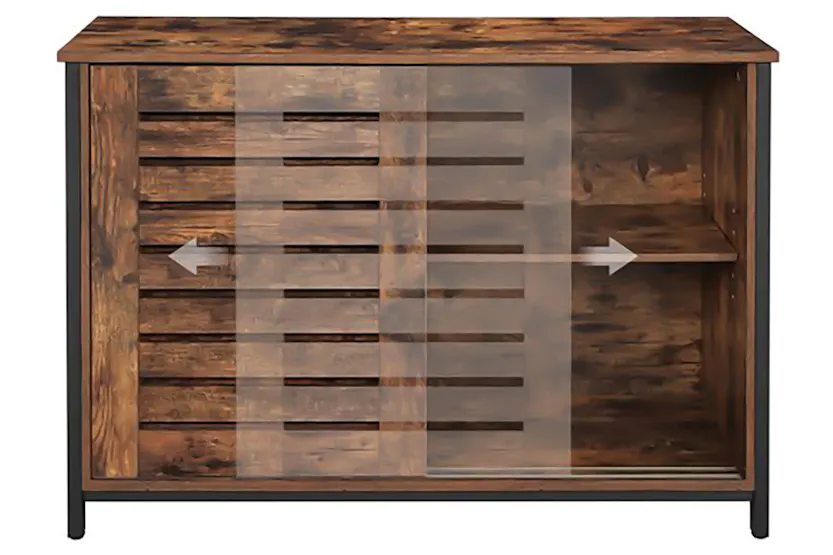 Vasagle Industrial Cabinet with Sliding Doors | Rustic Brown & Black Vasagle Industrial Cabinet with Sliding Doors | Rustic Brown & Black