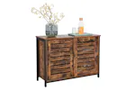 Vasagle Industrial Cabinet with Sliding Doors | Rustic Brown & Black Vasagle Industrial Cabinet with Sliding Doors | Rustic Brown & Black