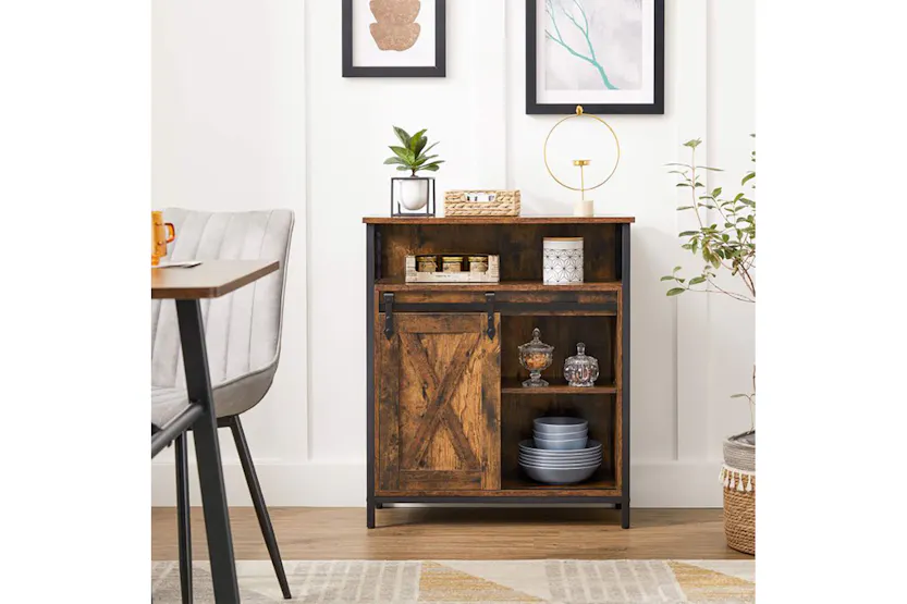Vasagle Storage Sideboard with Barn Door | Rustic Brown & Black Vasagle Storage Sideboard with Barn Door | Rustic Brown & Black