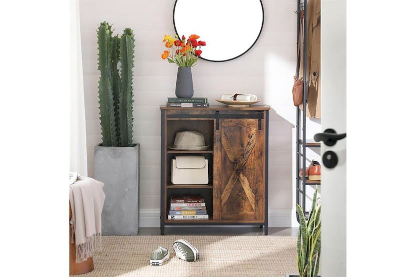Vasagle Industrial Storage Cabinet with Barn Door | Rustic Brown & Black Vasagle Industrial Storage Cabinet with Barn Door | Rustic Brown & Black