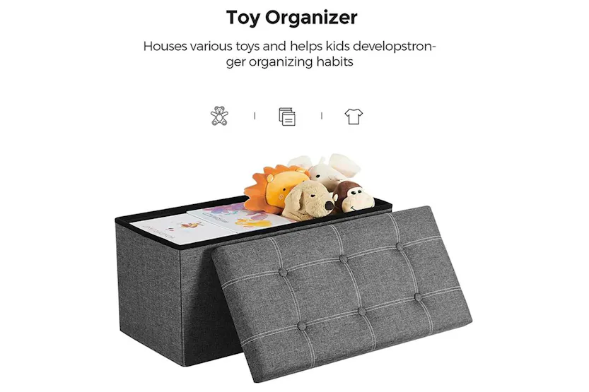 Songmics Foldable Storage Ottoman Bench | Dark Gray Songmics Foldable Storage Ottoman Bench | Dark Gray