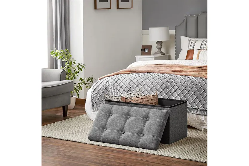 Songmics Foldable Storage Ottoman Bench | Dark Gray Songmics Foldable Storage Ottoman Bench | Dark Gray