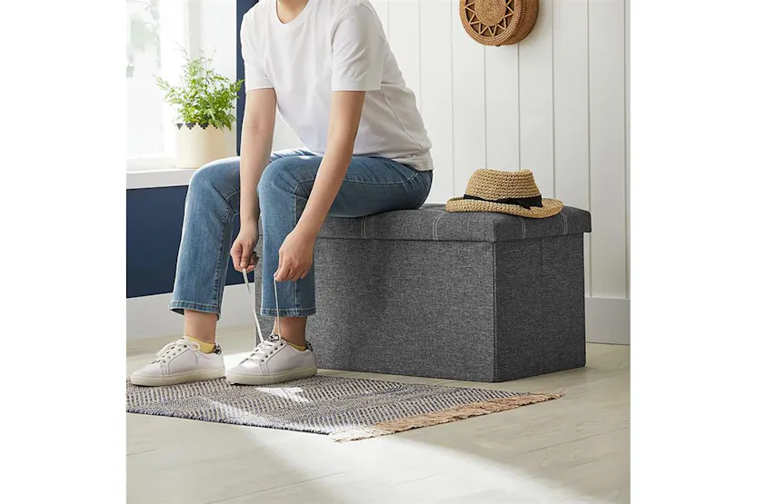 Songmics Foldable Storage Ottoman Bench | Dark Gray Songmics Foldable Storage Ottoman Bench | Dark Gray