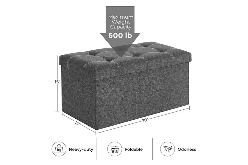 Songmics Foldable Storage Ottoman Bench | Dark Gray Songmics Foldable Storage Ottoman Bench | Dark Gray