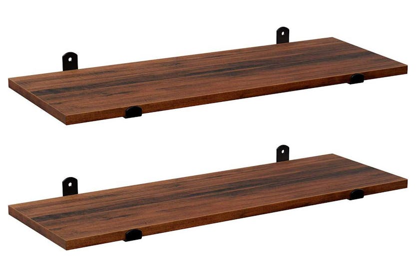 Songmics Wall Mounted Floating Shelves | Brown Board, Black Frame Songmics Wall Mounted Floating Shelves | Brown Board, Black Frame
