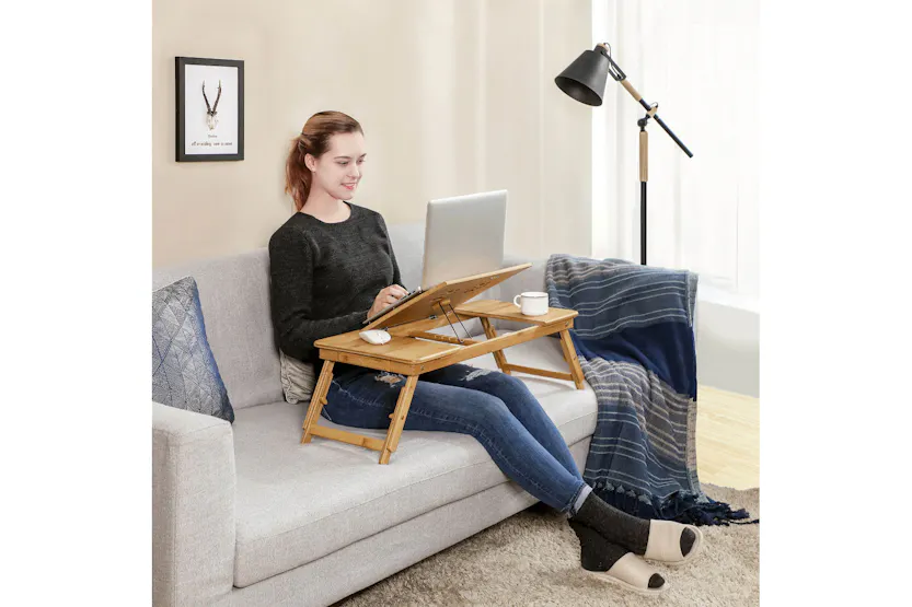 Songmics Tilting Top Laptop Desk | Natural Bamboo Songmics Tilting Top Laptop Desk | Natural Bamboo