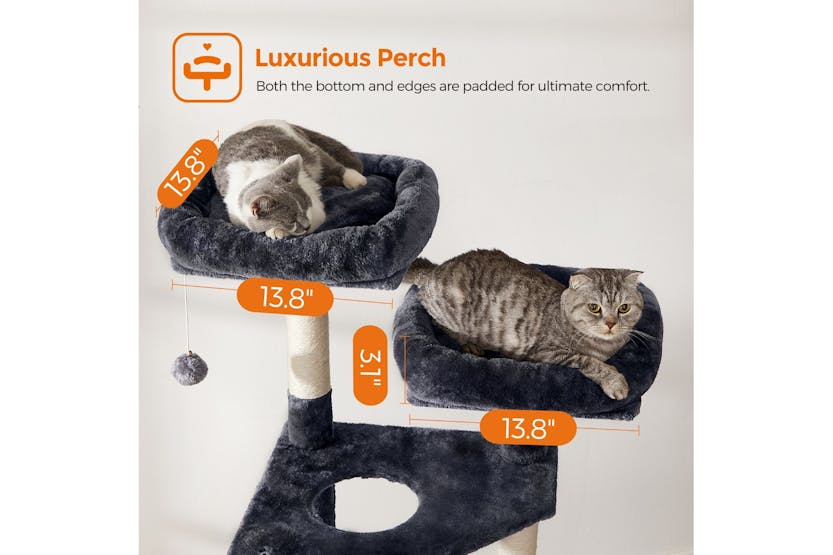 Feandrea UPCT160G01 55.9" Large Cat Tower with Bed | Smoky Grey Feandrea UPCT160G01 55.9" Large Cat Tower with Bed | Smoky Grey