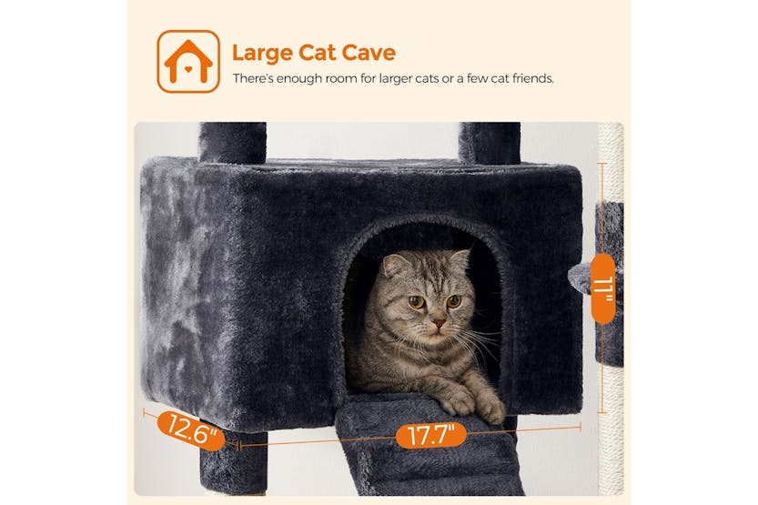 Feandrea UPCT160G01 55.9" Large Cat Tower with Bed | Smoky Grey Feandrea UPCT160G01 55.9" Large Cat Tower with Bed | Smoky Grey