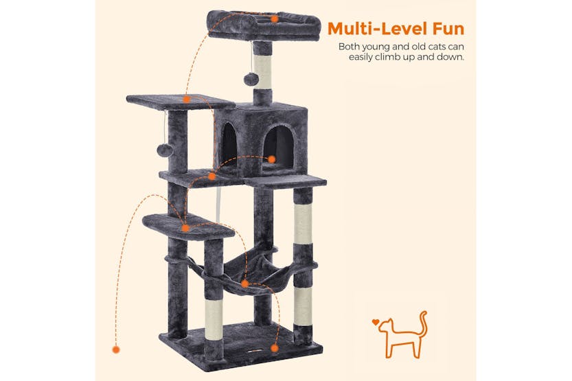 Feandrea UPCT161G01 Cat Tree with Steps & Caves | Smoky Grey Feandrea UPCT161G01 Cat Tree with Steps & Caves | Smoky Grey