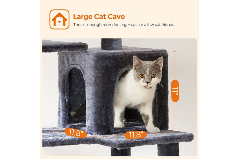 Feandrea UPCT161G01 Cat Tree with Steps & Caves | Smoky Grey Feandrea UPCT161G01 Cat Tree with Steps & Caves | Smoky Grey
